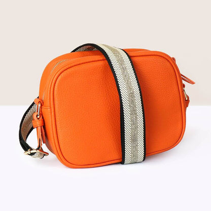 Orange Vegan Leather Camera Bag | The Jewellery Stop