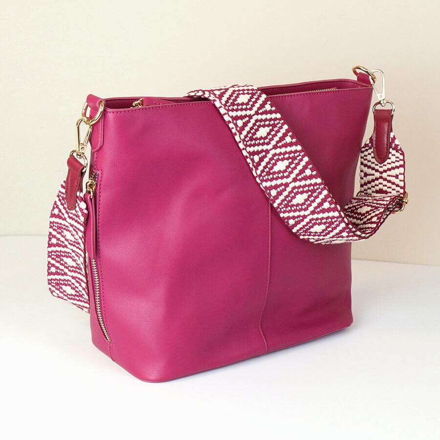 Fuchsia Vegan Leather Tote Bag | The Jewellery Stop