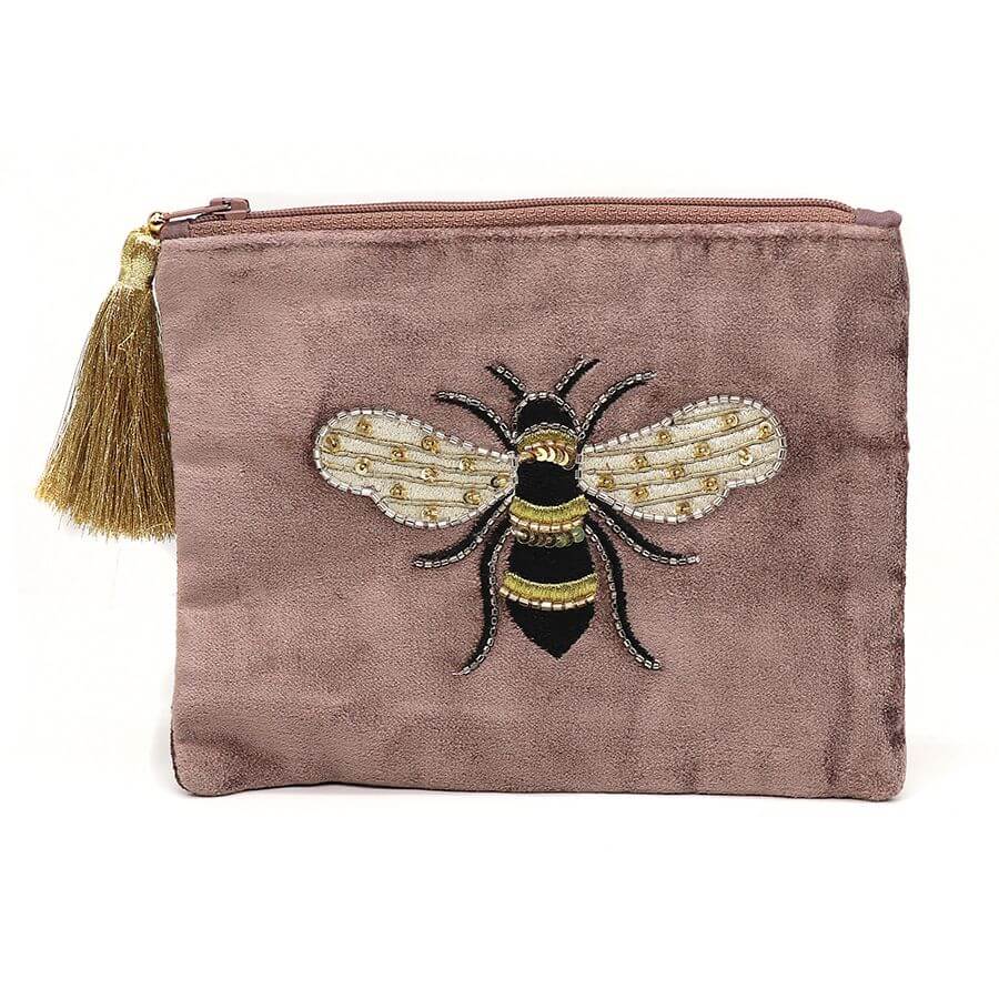 Mink Velvet Embroidered Bee Purse | The Jewellery Stop