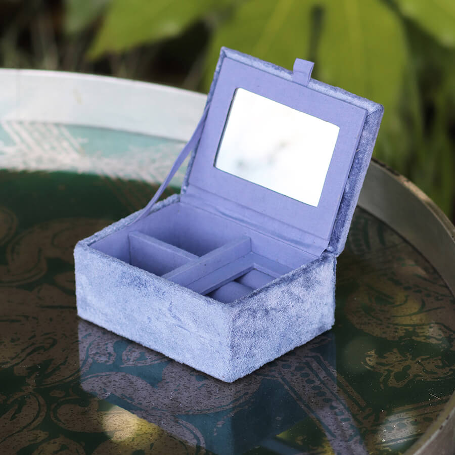 Lilac Velvet Jewellery Box With Sakura Embroidery | The Jewellery Stop