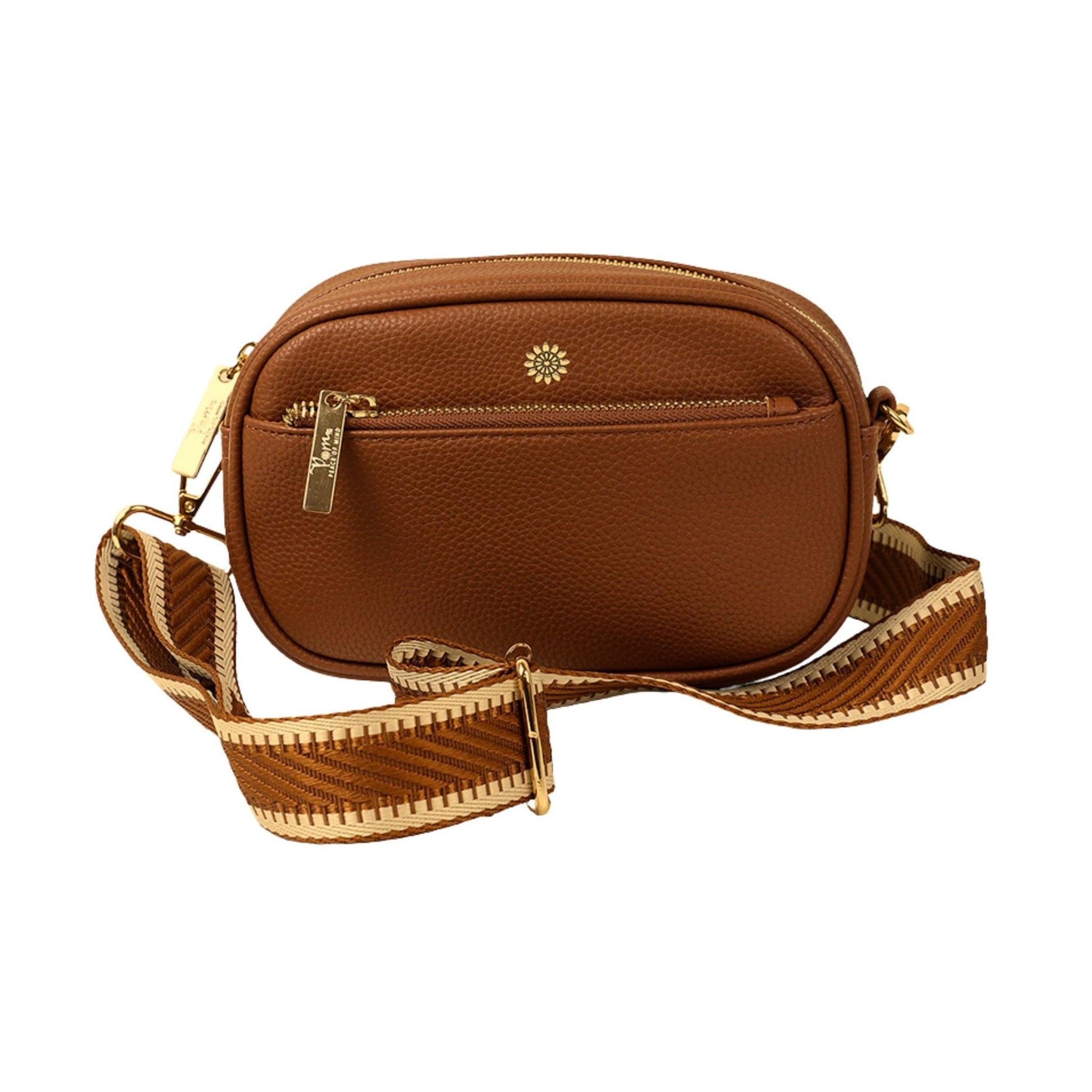 Tan Vegan Leather Camera Bag With Removable Strap | The Jewellery Stop