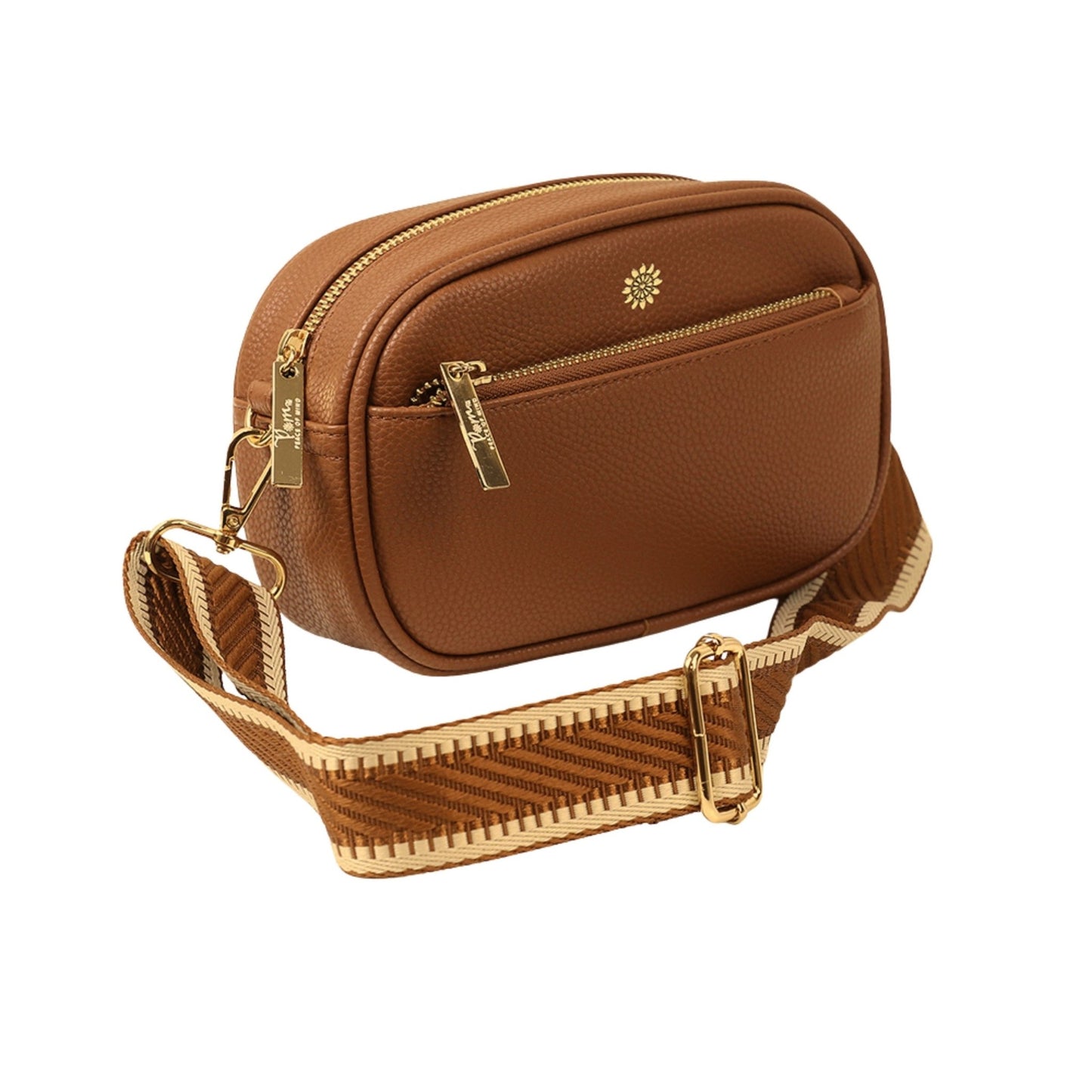Tan Vegan Leather Camera Bag With Removable Strap | The Jewellery Stop