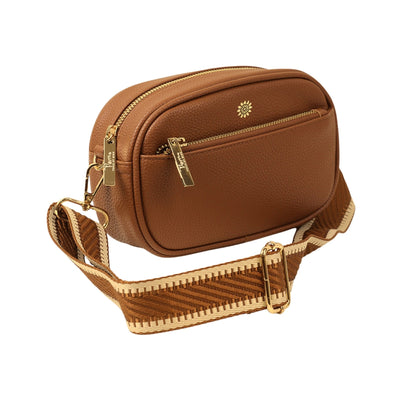 Tan Vegan Leather Camera Bag With Removable Strap | The Jewellery Stop