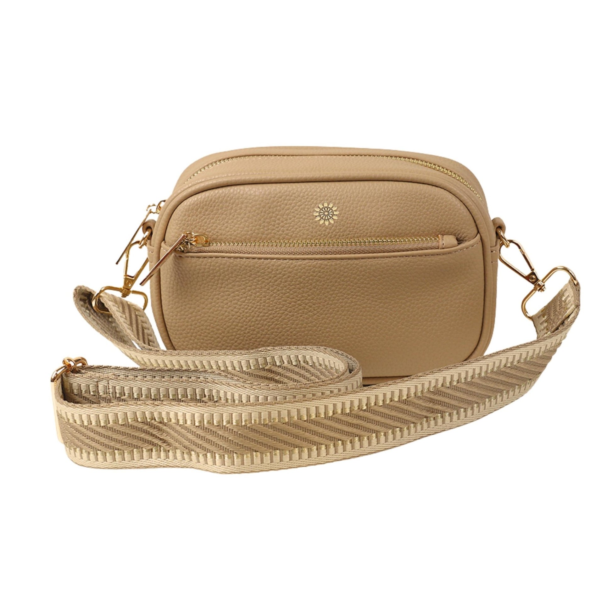 Buff Vegan Leather Camera Bag With Removable Strap | The Jewellery Stop