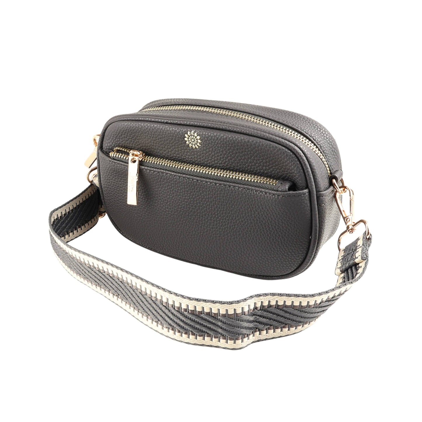 Charcoal Grey Vegan Leather Camera Bag With Removable Strap | The Jewellery Stop