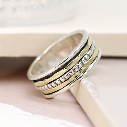 Sterling Silver Spinning Ring With Brass And Silver Bands | The Jewellery Stop