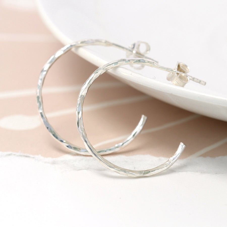 Sterling Silver Textured Creole Hoop Earrings | The Jewellery Stop