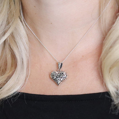 Sterling Silver Pebble Puff Heart Pendant On Chain | The Jewellery Stop
