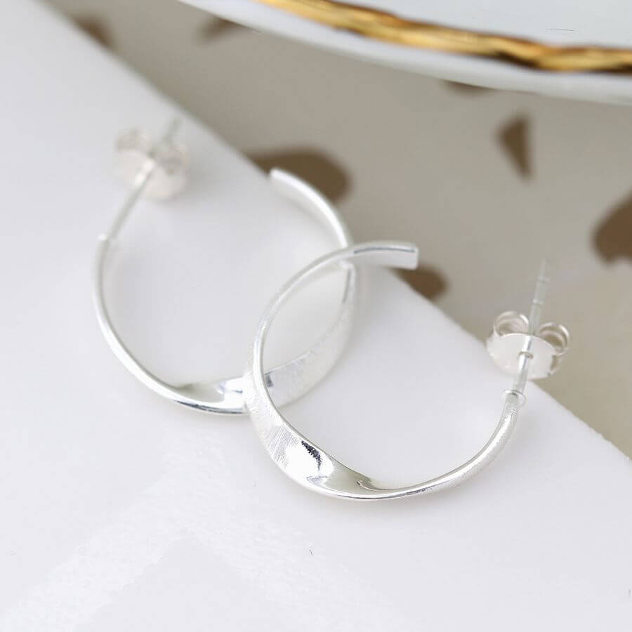 Sterling Silver Open Hoop Twist Earrings