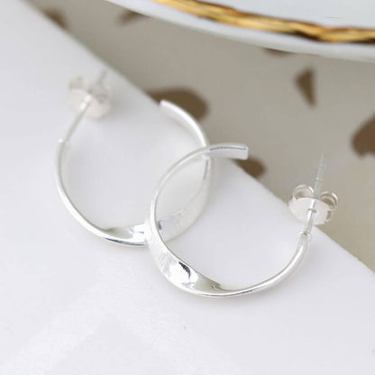 Sterling Silver Open Hoop Twist Earrings