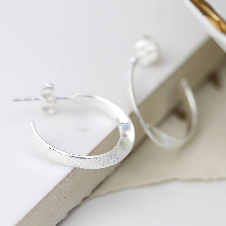 Sterling Silver Open Hoop Twist Earrings