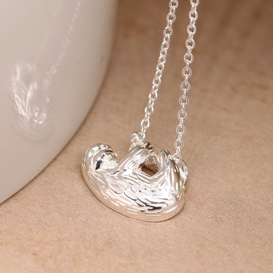 Sterling Silver Sloth Pendant on Chain