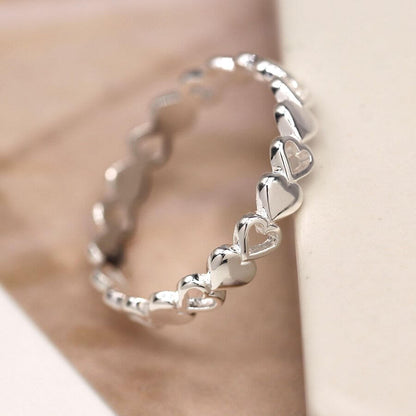 Sterling Silver Connected Hearts Ring
