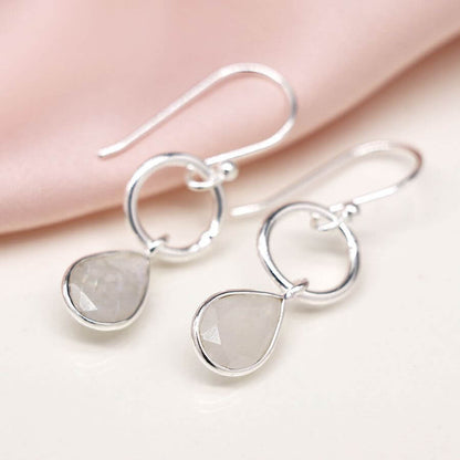 Teardrop Sterling Silver Rainbow Moonstone Fish Hook Earrings | The Jewellery Stop
