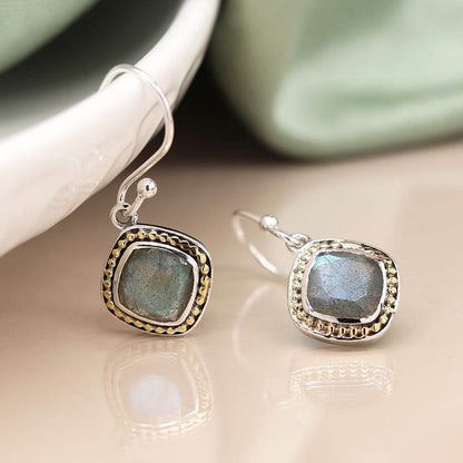 Sterling Silver Faceted Labradorite Fish Hook Earrings | The Jewellery Stop