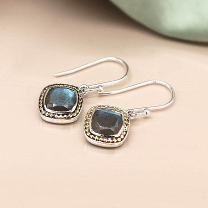 Sterling Silver Faceted Labradorite Fish Hook Earrings | The Jewellery Stop