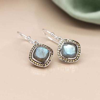 Sterling Silver Faceted Labradorite Fish Hook Earrings | The Jewellery Stop