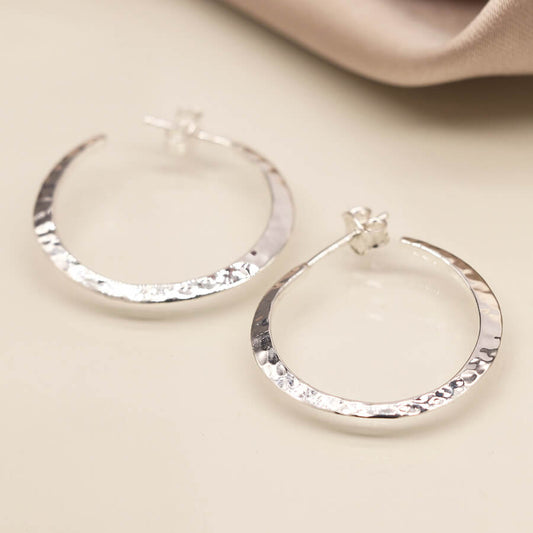 Sterling Silver Simple Hammered Hoops