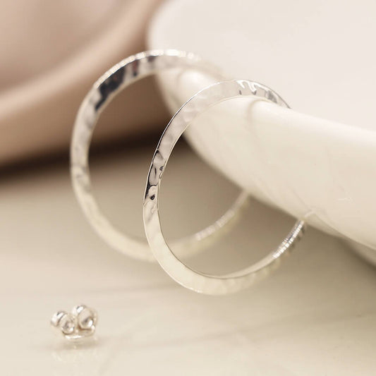 Sterling Silver Simple Hammered Hoops