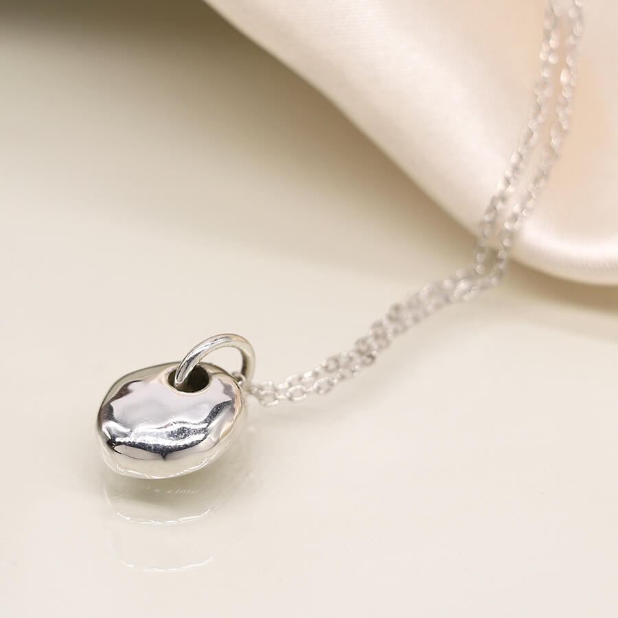 Sterling Silver Textured Pebble Pendant On Chain | The Jewellery Stop