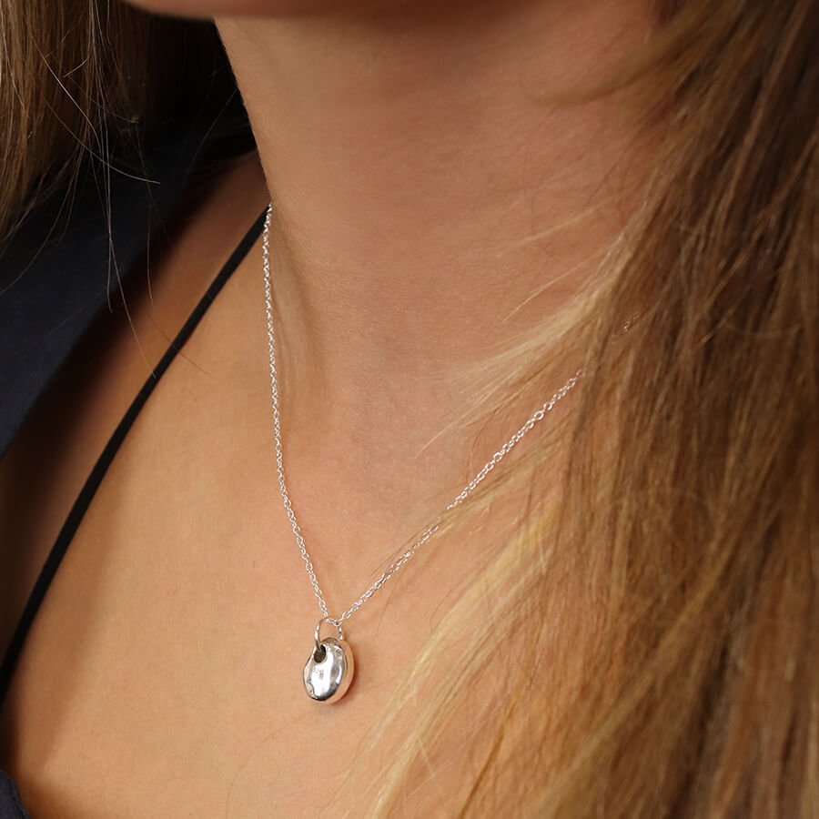 Sterling Silver Textured Pebble Pendant On Chain | The Jewellery Stop