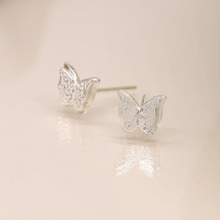Sterling Silver Double Layered Butterfly Stud Earrings | The Jewellery Stop