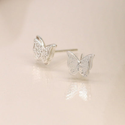 Sterling Silver Double Layered Butterfly Stud Earrings | The Jewellery Stop