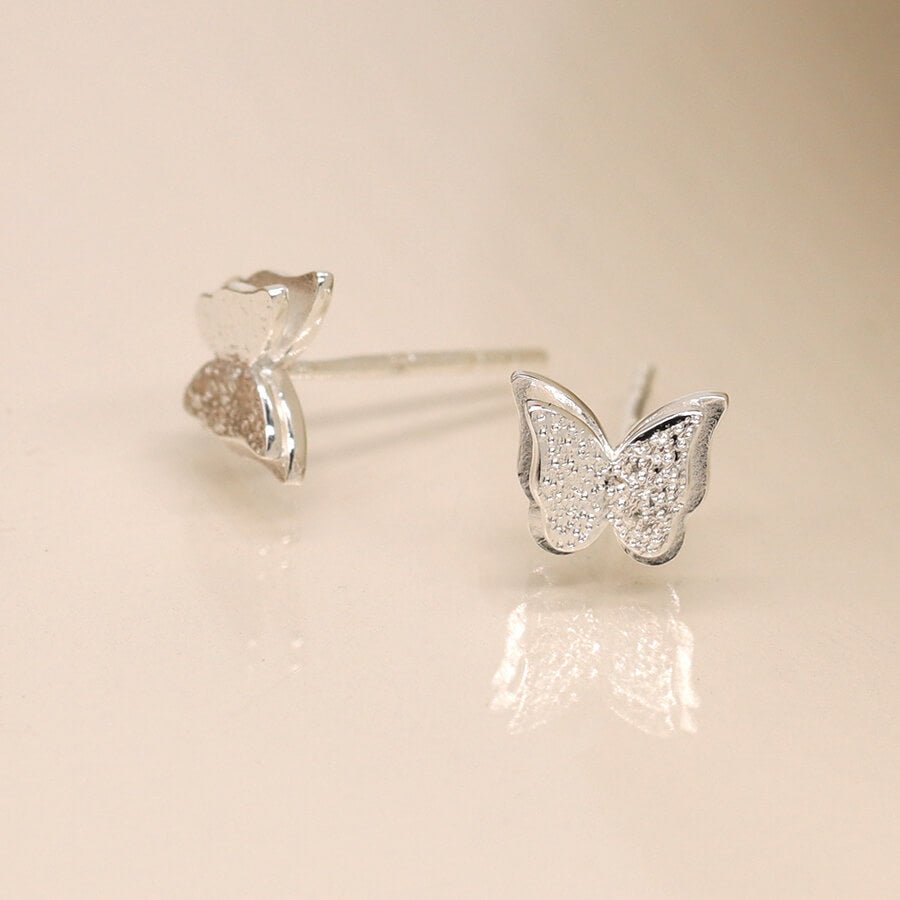 Sterling Silver Double Layered Butterfly Stud Earrings | The Jewellery Stop