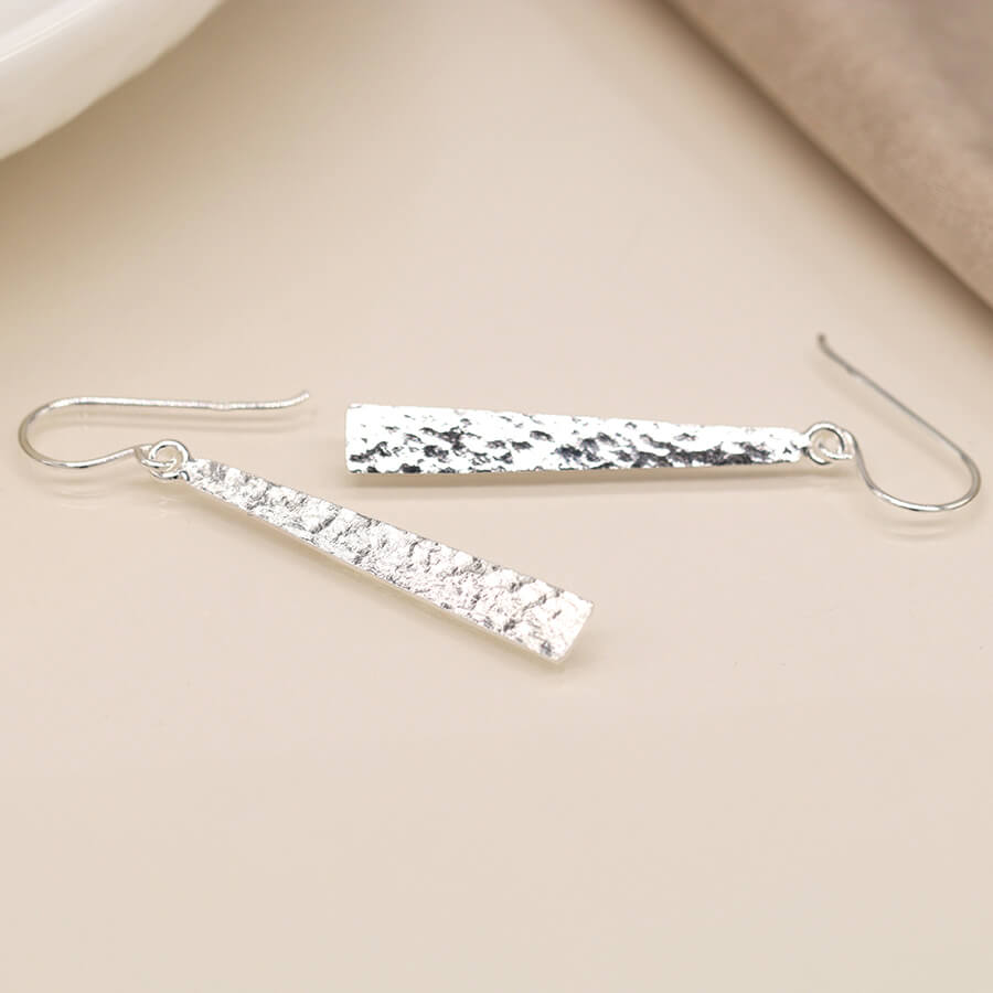 Sterling Silver Flat Hammered Triangular Earrings | The Jewellery Stop