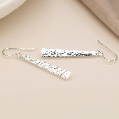 Sterling Silver Flat Hammered Triangular Earrings | The Jewellery Stop