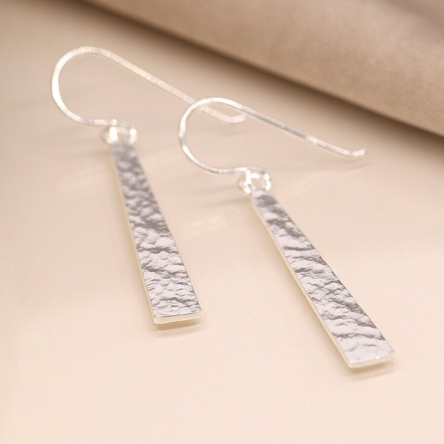 Sterling Silver Flat Hammered Triangular Earrings | The Jewellery Stop