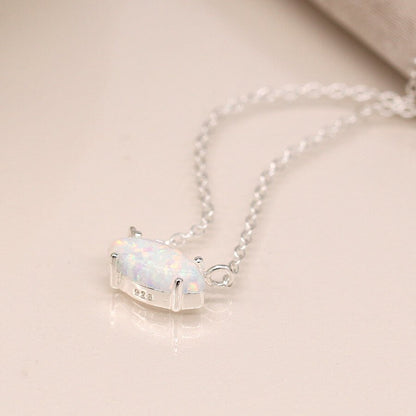 Sterling Silver And White Opalite Marquis Pendant On Chain | The Jewellery Stop