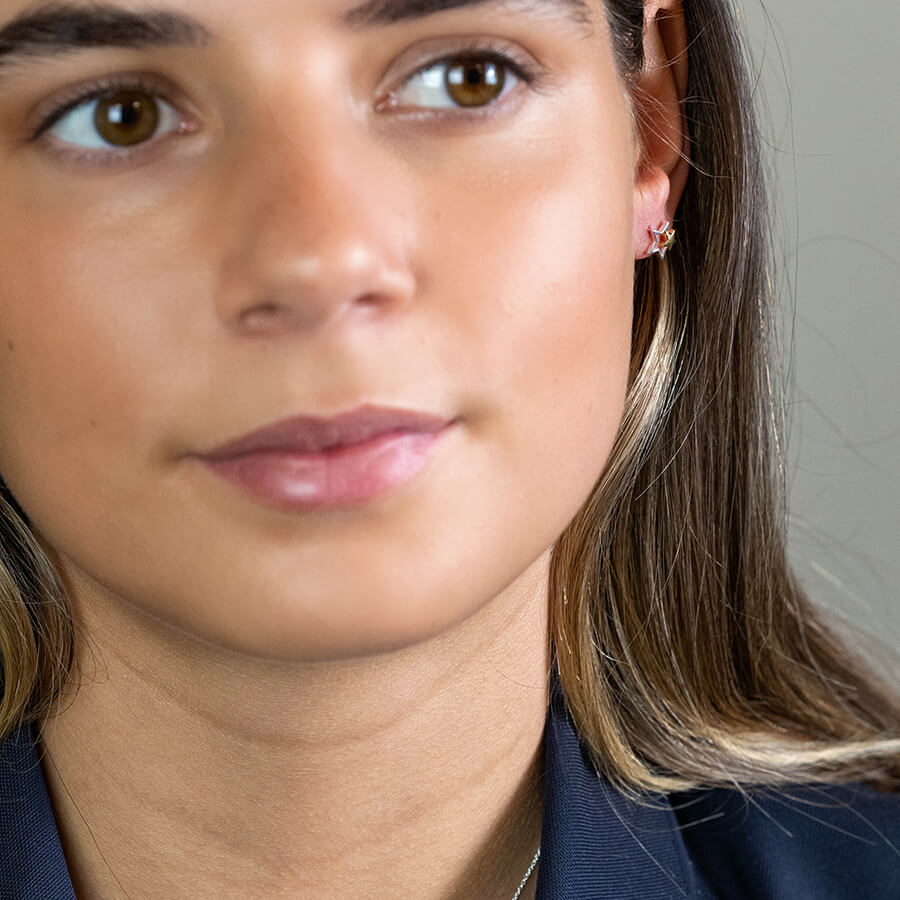 Two Tone Sterling Silver Double Star Studs | The Jewellery Stop