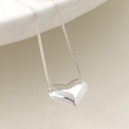 Sterling Silver Puff Heart Necklace | The Jewellery Stop