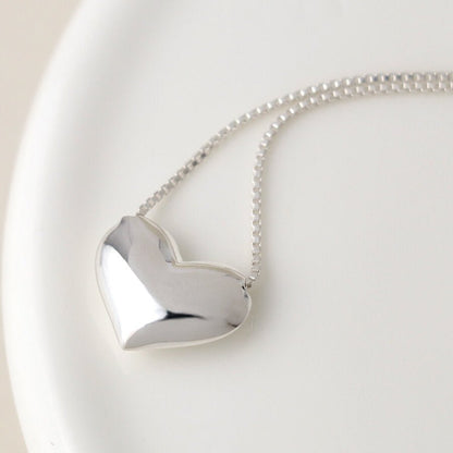 Sterling Silver Puff Heart Necklace | The Jewellery Stop