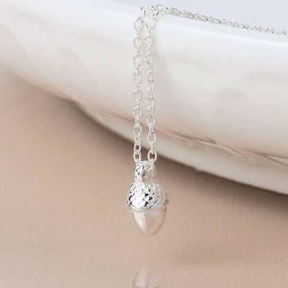 Sterling Silver Mini Acorn Pendant On Chain