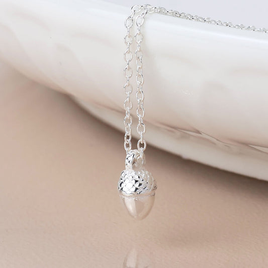Sterling Silver Mini Acorn Pendant On Chain