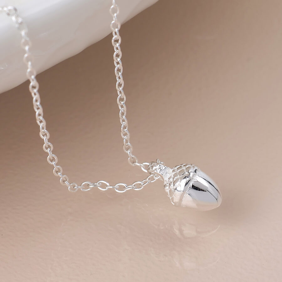 Sterling Silver Mini Acorn Pendant On Chain