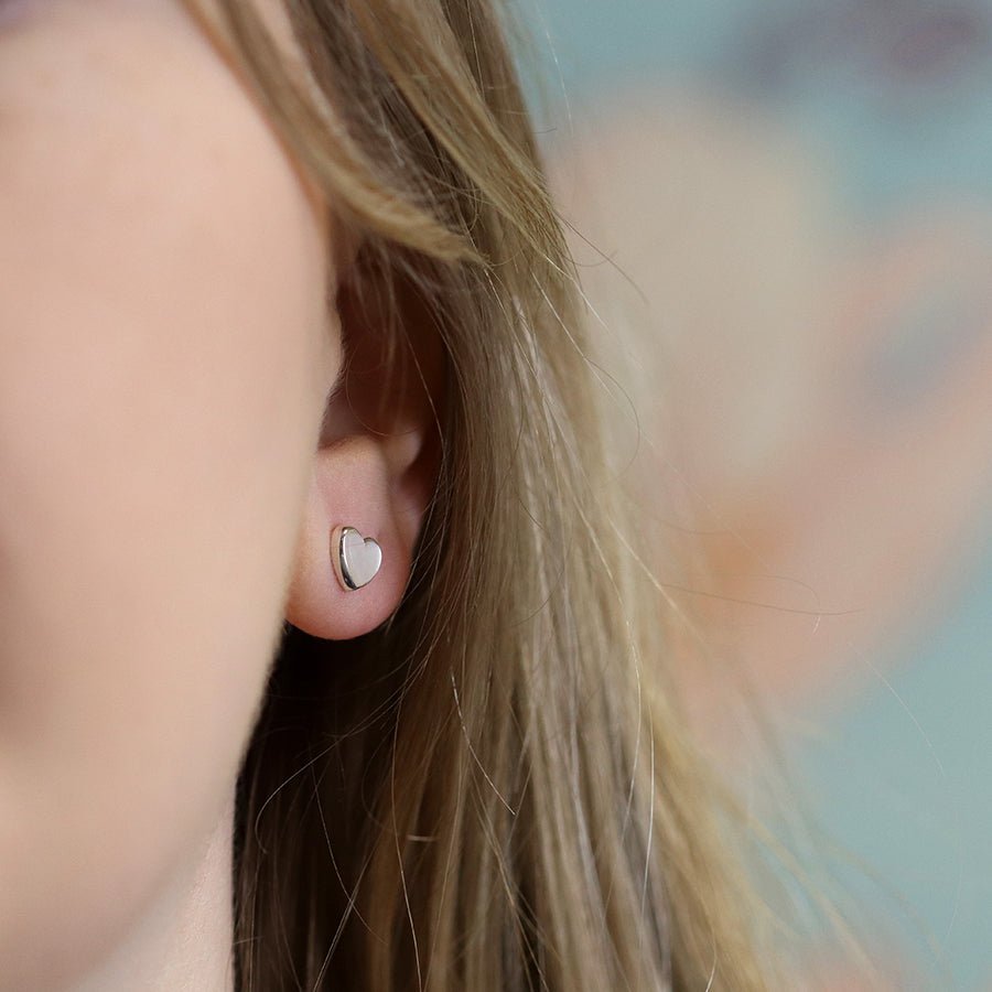Sterling Silver White Mother Of Pearl Heart Stud Earrings | The Jewellery Stop