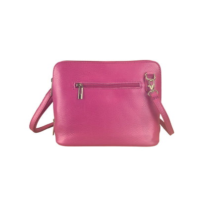 Fuchsia Italian Leather Crossbody Bag