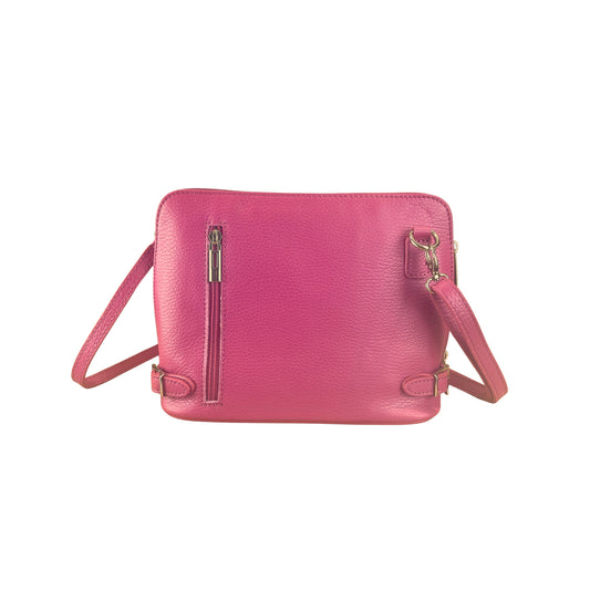 Fuchsia Italian Leather Crossbody Bag