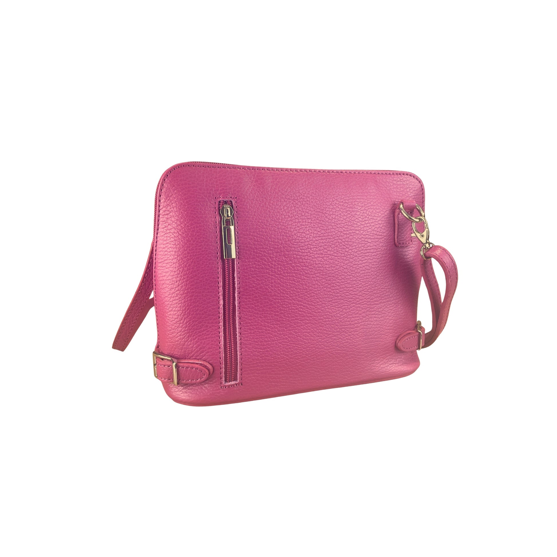Fuchsia Italian Leather Crossbody Bag