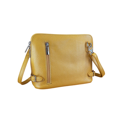 Mustard Italian Leather Crossbody Bag