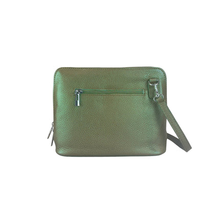 Olive Green Italian Leather Crossbody Bag