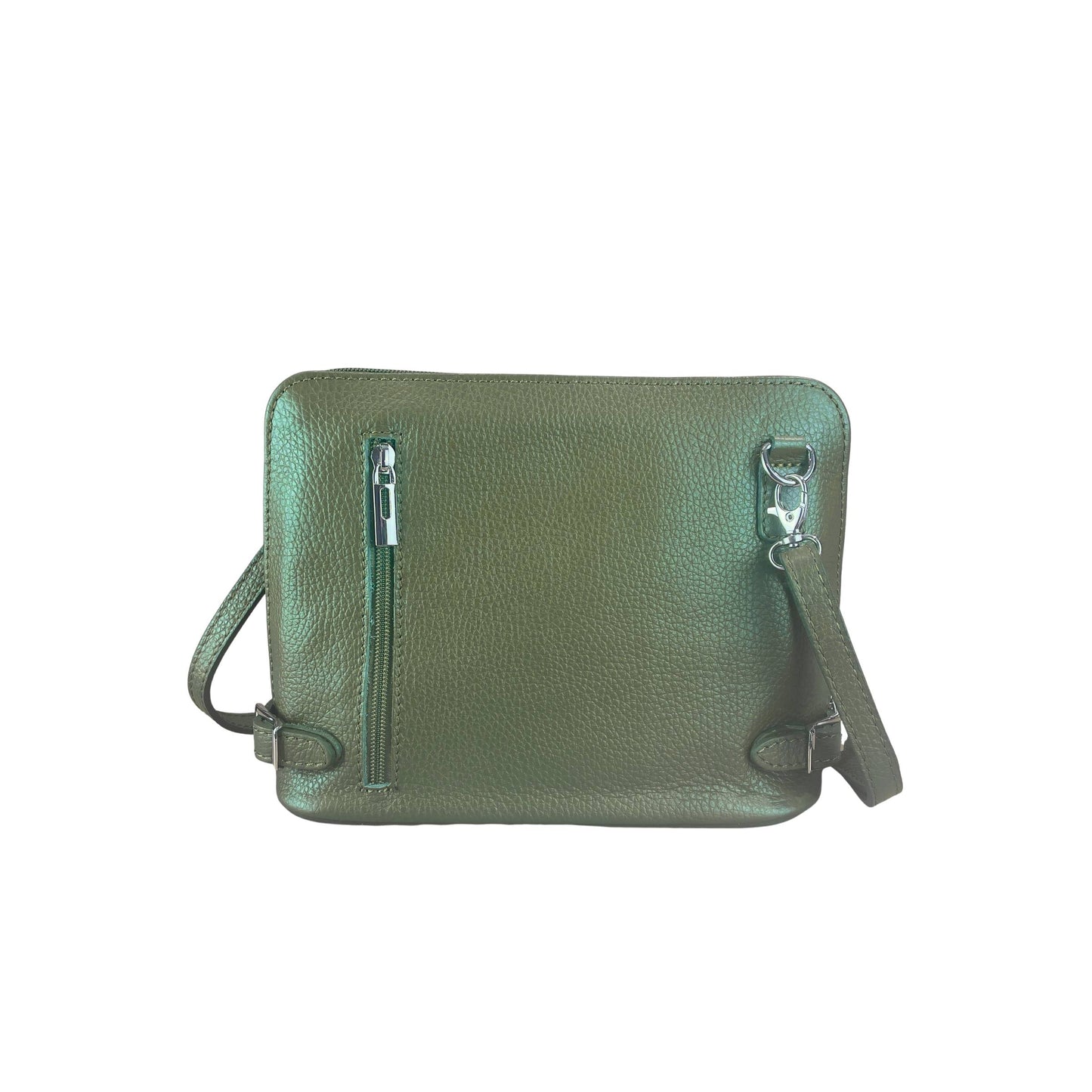 Olive Green Italian Leather Crossbody Bag
