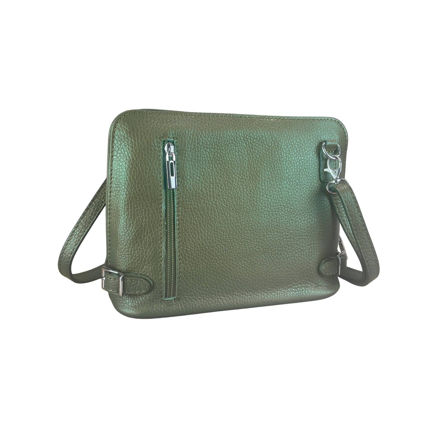 Olive Green Italian Leather Crossbody Bag
