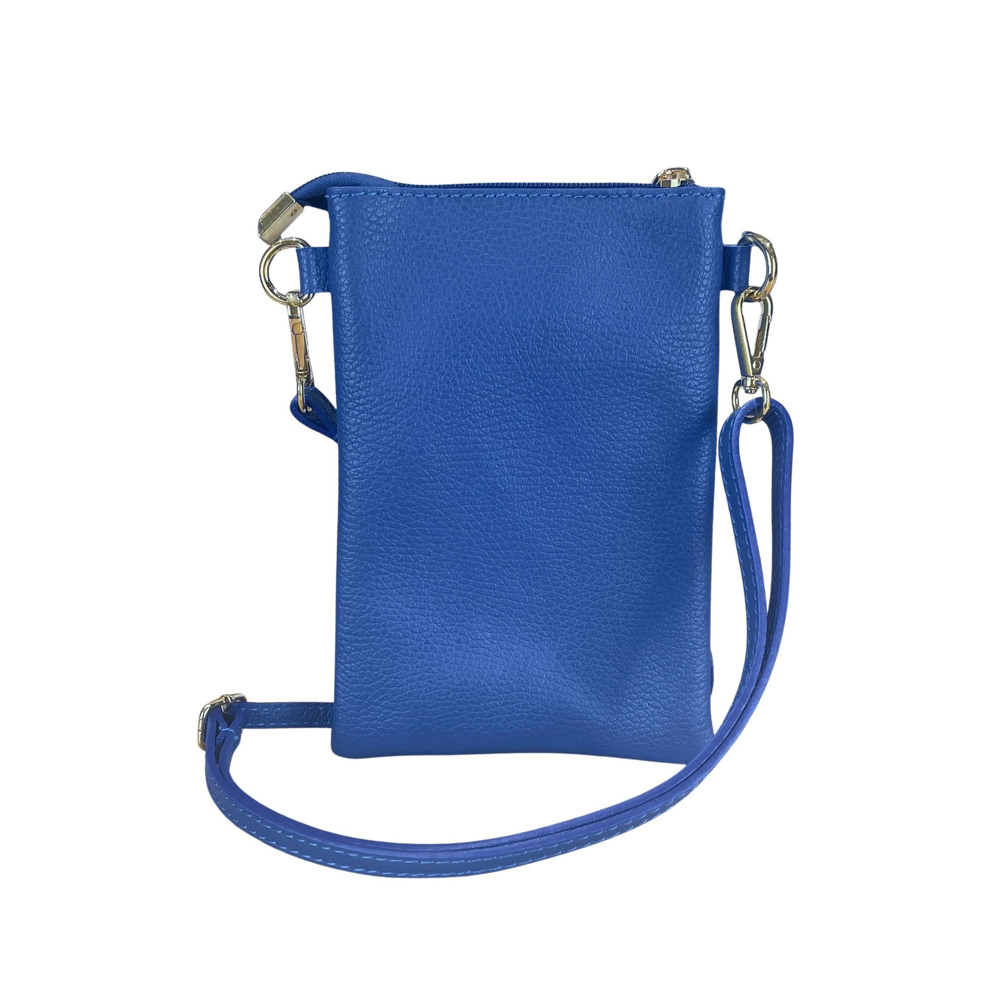 Royal Blue Italian Leather Phone Pouch Crossbody Bag