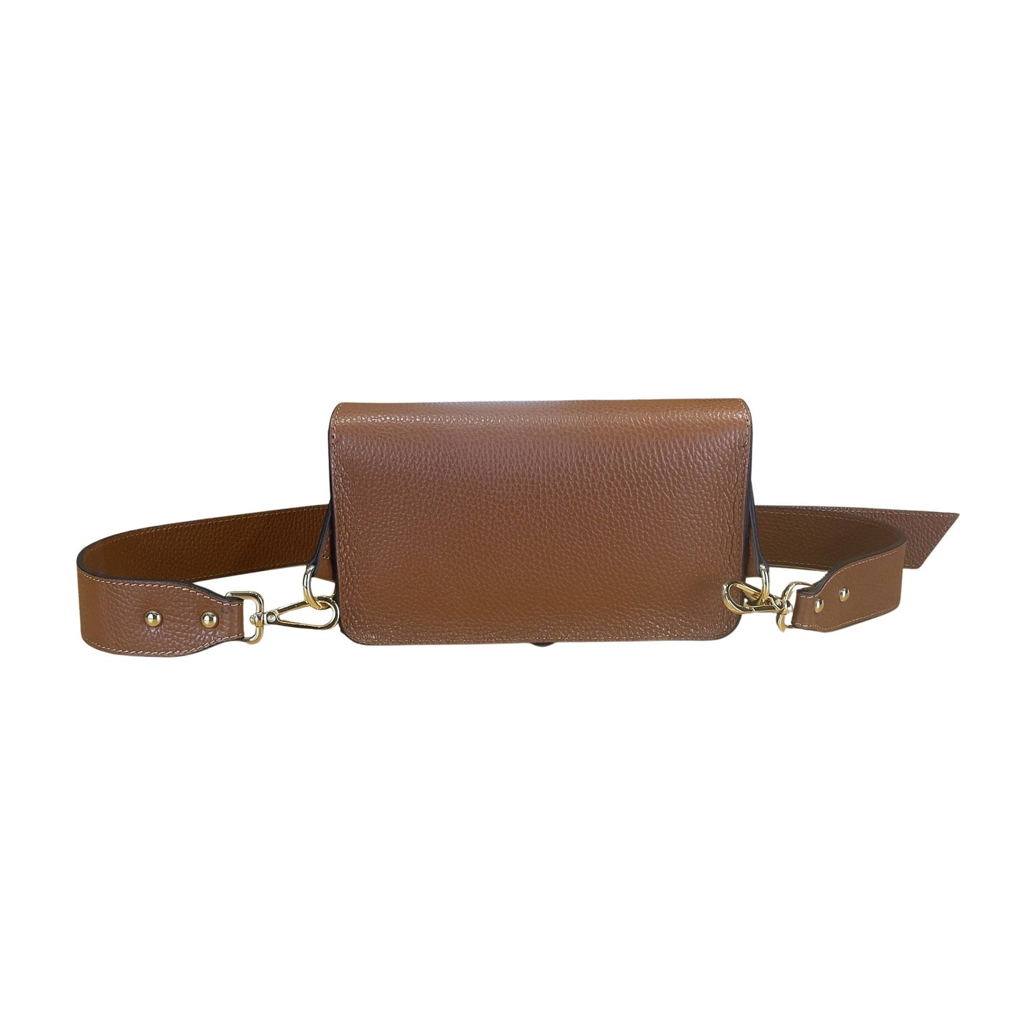 Dark Tan Italian Leather Crossbody & Shoulder Bag With Wide Strap
