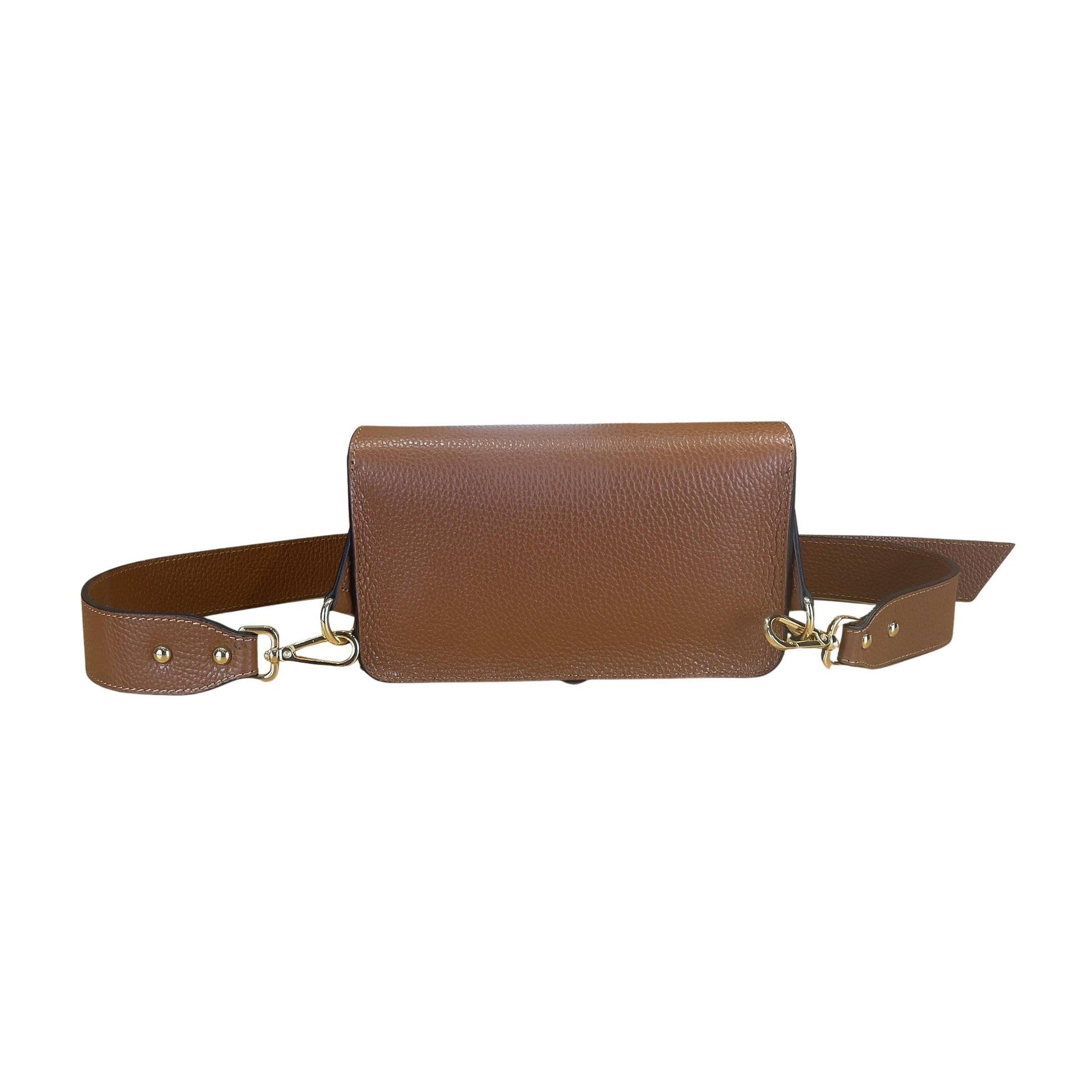 Dark Tan Italian Leather Crossbody & Shoulder Bag With Wide Strap