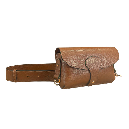 Dark Tan Italian Leather Crossbody & Shoulder Bag With Wide Strap